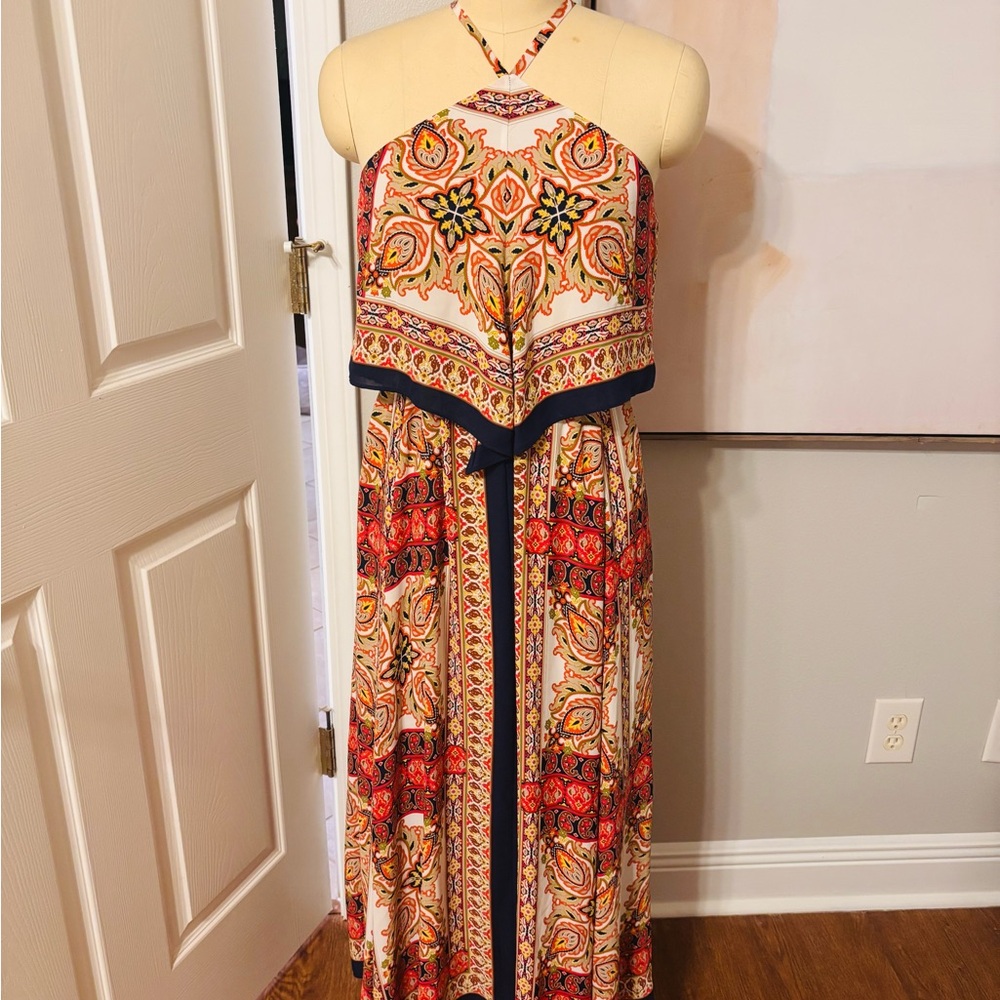 Elegant Multicolor Halter Maxi Dress